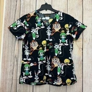 Looney Tunes Scrub Womens Shirt  Bugs Bunny Tweety Bird  medium